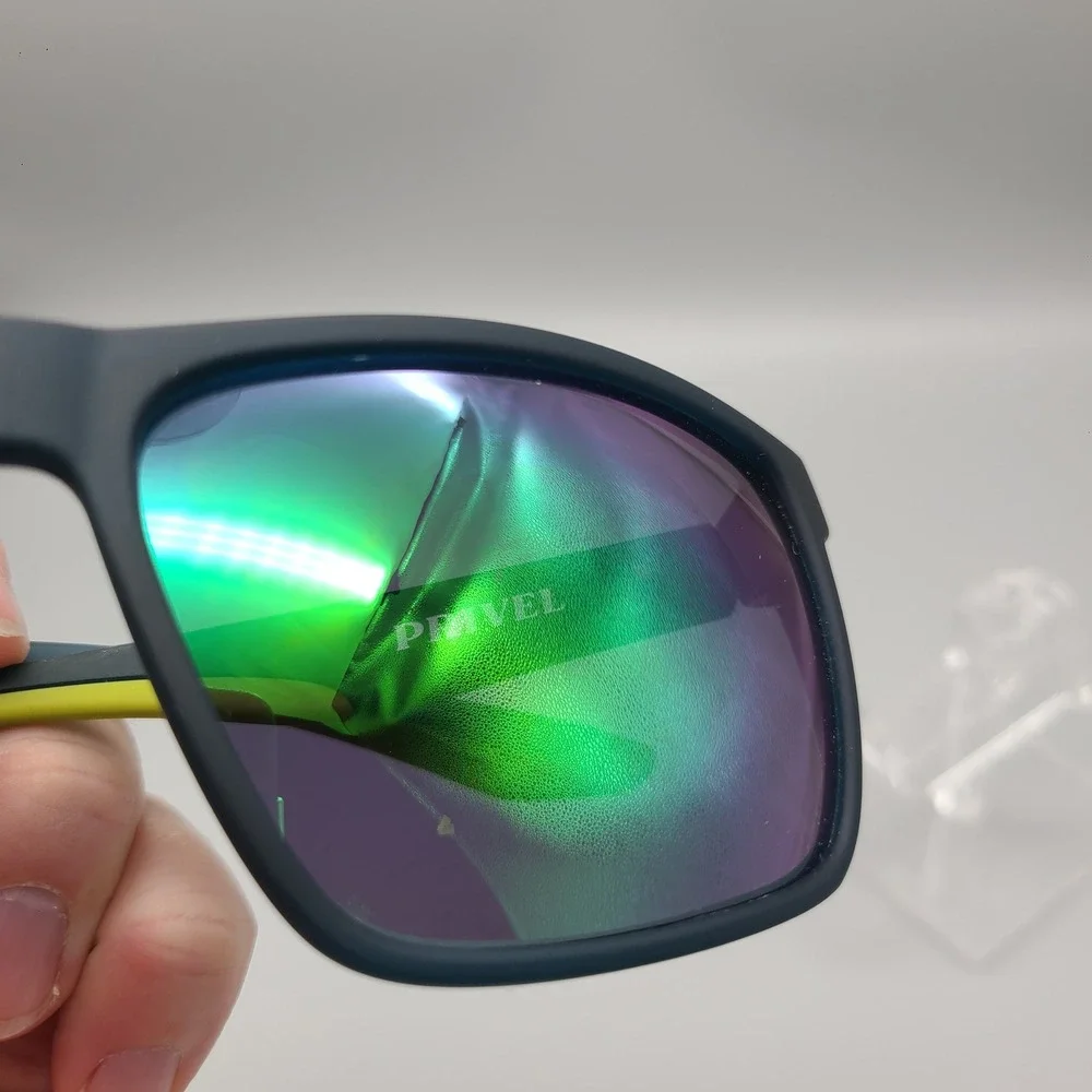 Privel PMX006 Sport Sunglasses Neon Yellow Polarized Green Mirror Lens
